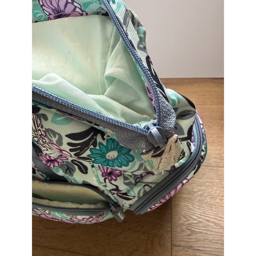 Vera Bradley Floral diaper bag Backpack Mint Purple Teal Canvas Multi-Pocket - Picture 5 of 16
